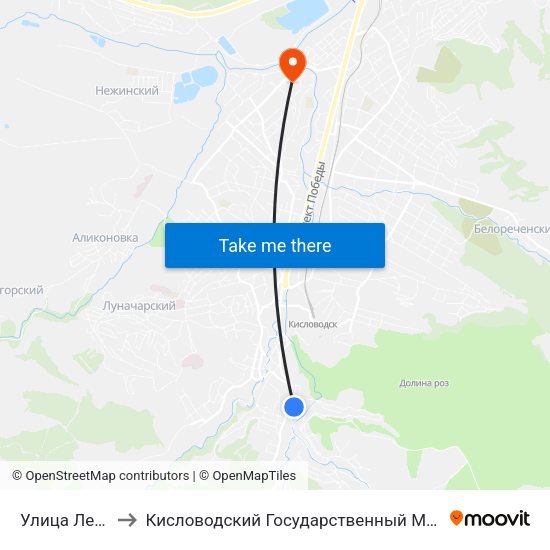 Улица Лермонтова to Кисловодский Государственный Многопрофильный Техникум map