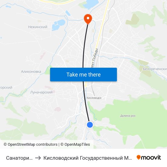 Санаторий Кавказ to Кисловодский Государственный Многопрофильный Техникум map