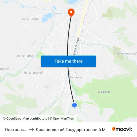 Ольховская Улица to Кисловодский Государственный Многопрофильный Техникум map