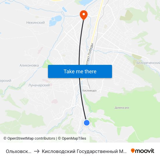 Ольховская Улица to Кисловодский Государственный Многопрофильный Техникум map