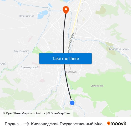 Прудная Улица to Кисловодский Государственный Многопрофильный Техникум map