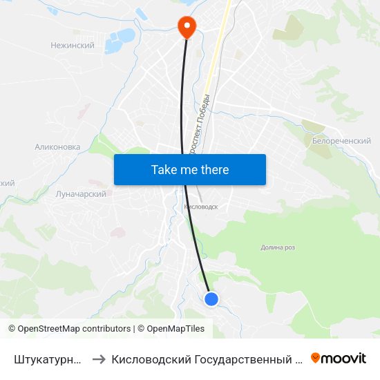 Штукатурный Переулок to Кисловодский Государственный Многопрофильный Техникум map