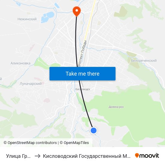 Улица Грибоедова to Кисловодский Государственный Многопрофильный Техникум map