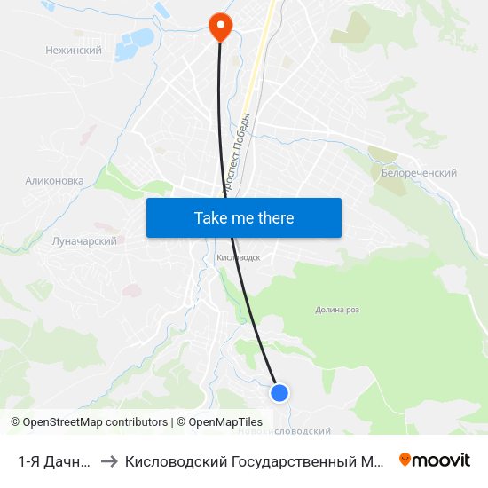 1-Я Дачная Улица to Кисловодский Государственный Многопрофильный Техникум map