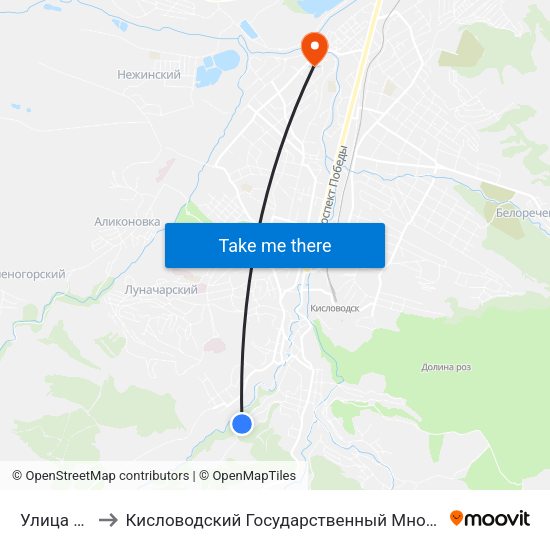 Улица Артёма to Кисловодский Государственный Многопрофильный Техникум map
