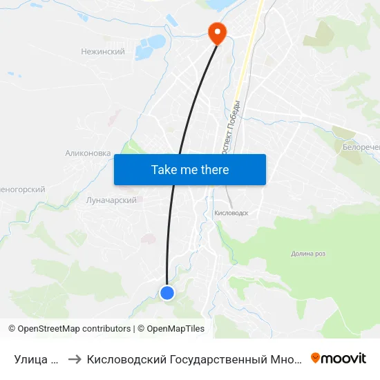 Улица Артёма to Кисловодский Государственный Многопрофильный Техникум map