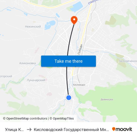 Улица Кольцова to Кисловодский Государственный Многопрофильный Техникум map