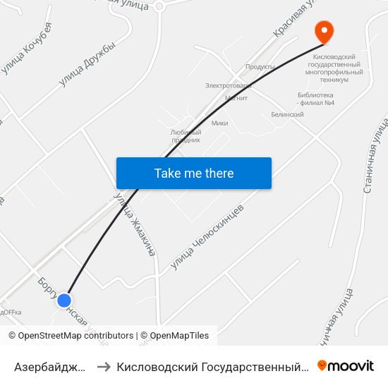 Азербайджанская Улица to Кисловодский Государственный Многопрофильный Техникум map