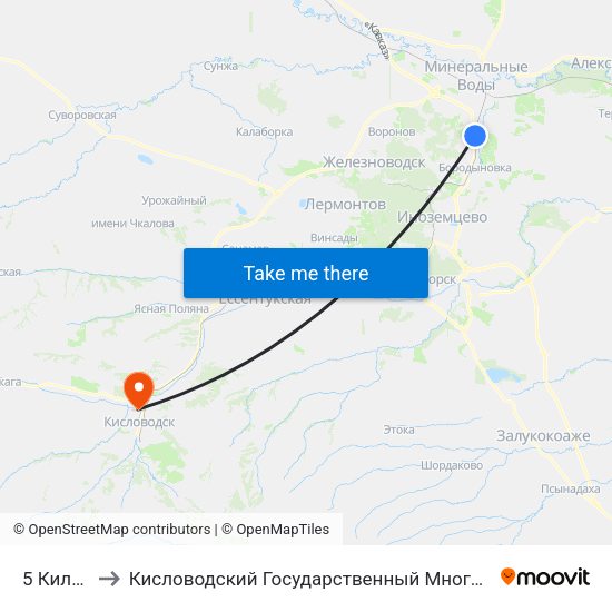 5 Километр to Кисловодский Государственный Многопрофильный Техникум map
