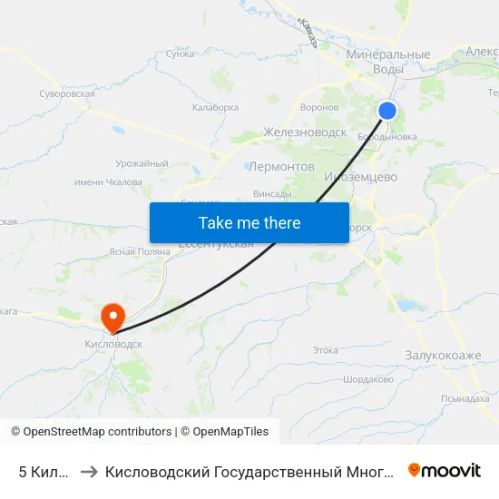 5 Километр to Кисловодский Государственный Многопрофильный Техникум map