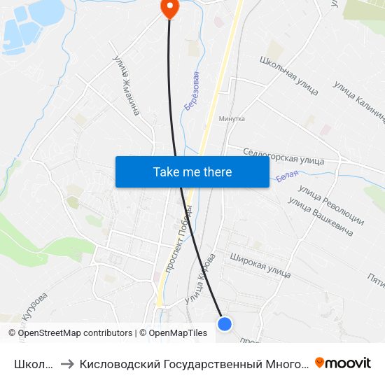 Школа № 1 to Кисловодский Государственный Многопрофильный Техникум map