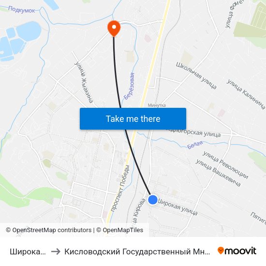 Широкая Улица to Кисловодский Государственный Многопрофильный Техникум map