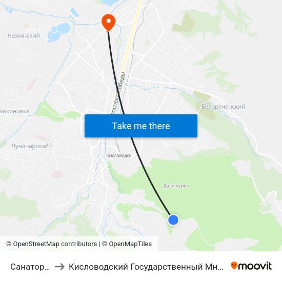 Санаторий Заря to Кисловодский Государственный Многопрофильный Техникум map