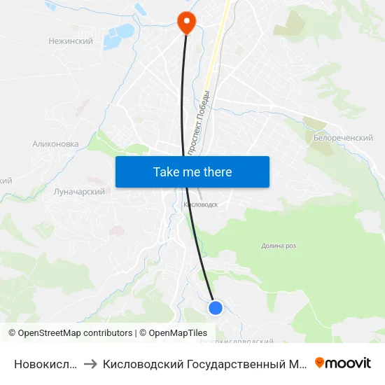 Новокисловодский to Кисловодский Государственный Многопрофильный Техникум map