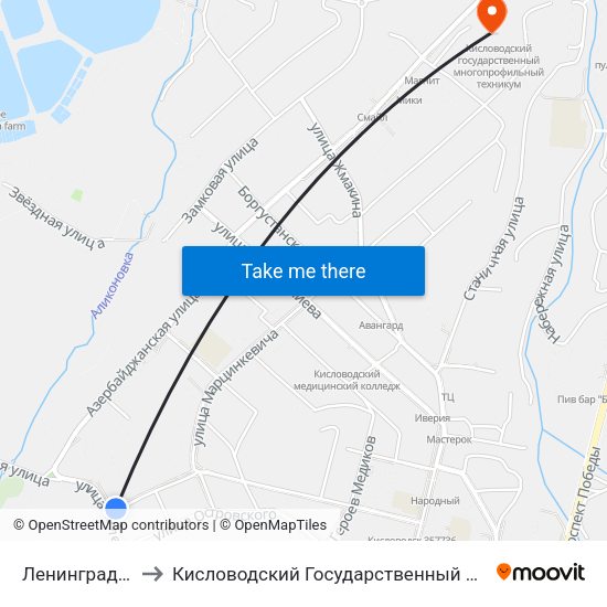 Ленинградская Улица to Кисловодский Государственный Многопрофильный Техникум map