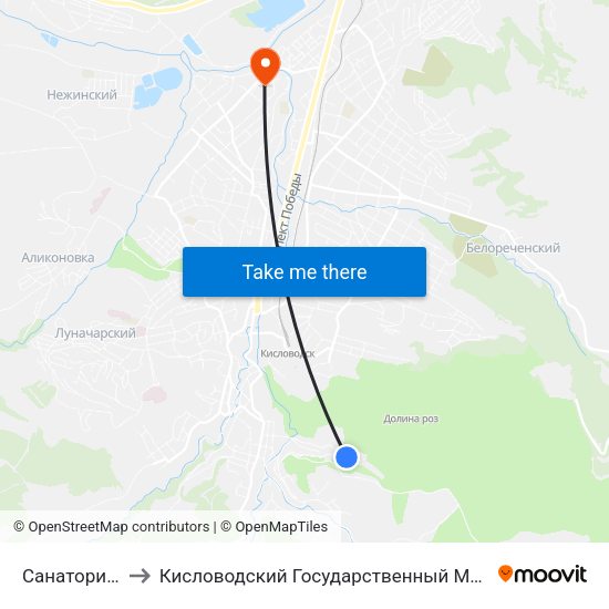 Санаторий Родник to Кисловодский Государственный Многопрофильный Техникум map