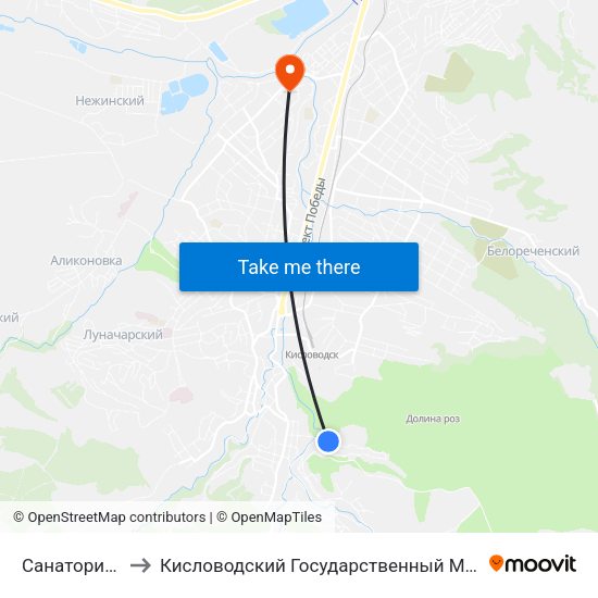 Санаторий Эльбрус to Кисловодский Государственный Многопрофильный Техникум map