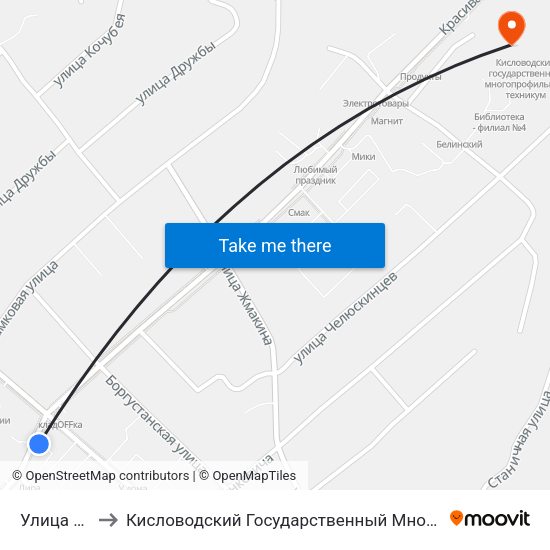 Улица Алиева to Кисловодский Государственный Многопрофильный Техникум map