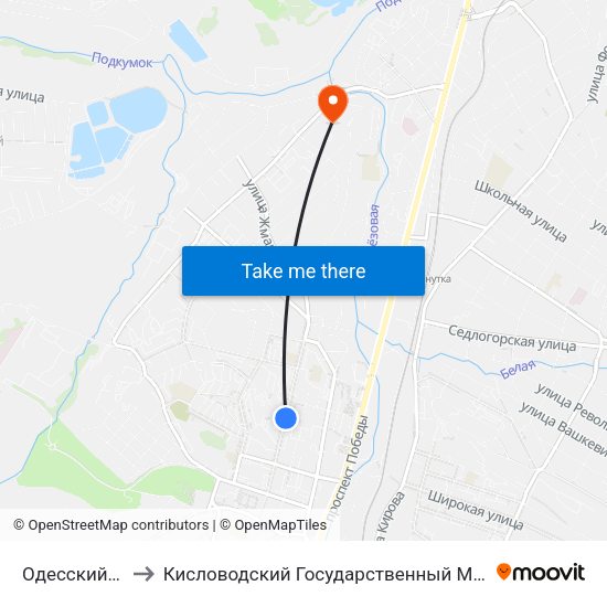 Одесский Переулок to Кисловодский Государственный Многопрофильный Техникум map