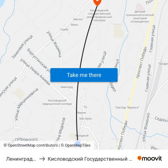 Ленинградская Улица to Кисловодский Государственный Многопрофильный Техникум map