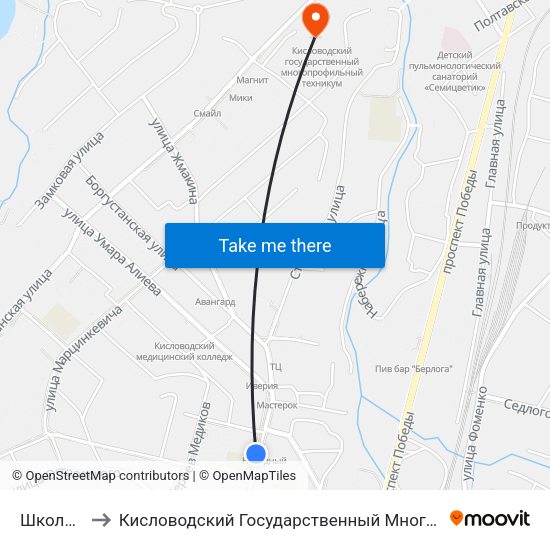 Школа № 16 to Кисловодский Государственный Многопрофильный Техникум map