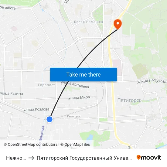 Нежнова to Пятигорский Государственный Университет map