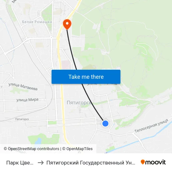 Парк Цветник to Пятигорский Государственный Университет map