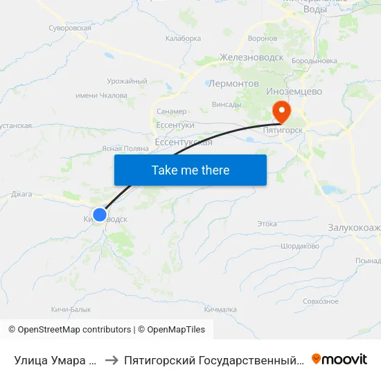Улица Умара Алиева to Пятигорский Государственный Университет map