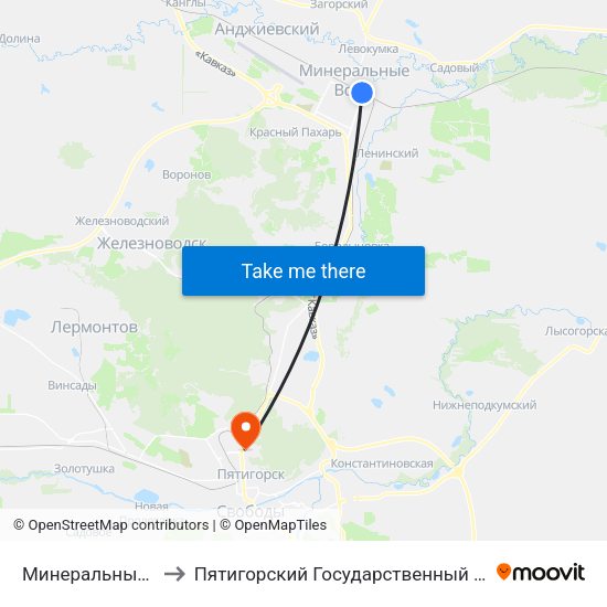 Минеральные Воды to Пятигорский Государственный Университет map