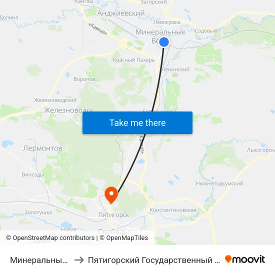 Минеральные Воды to Пятигорский Государственный Университет map