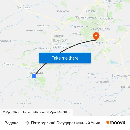 Водоканал to Пятигорский Государственный Университет map