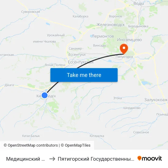 Медицинский Колледж to Пятигорский Государственный Университет map