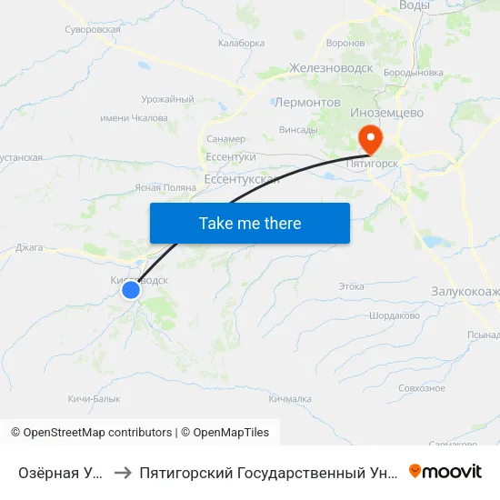 Озёрная Улица to Пятигорский Государственный Университет map