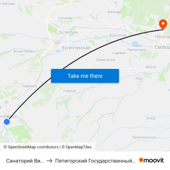 Санаторий Виктория to Пятигорский Государственный Университет map