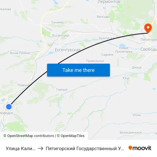 Улица Калинина to Пятигорский Государственный Университет map
