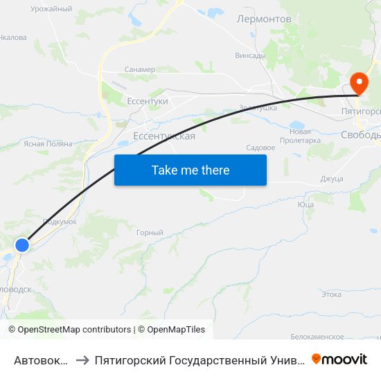 Автовокзал to Пятигорский Государственный Университет map