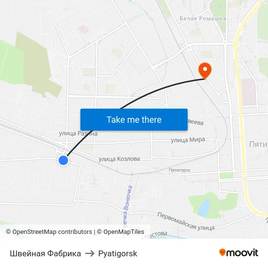 Швейная Фабрика to Pyatigorsk map