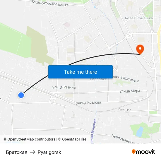 Братская to Pyatigorsk map