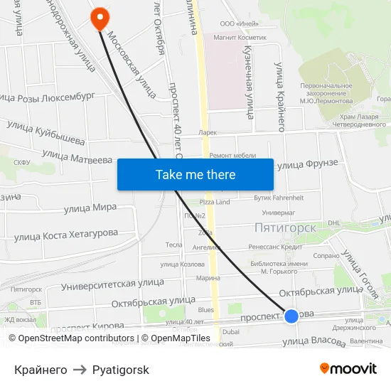 Крайнего to Pyatigorsk map