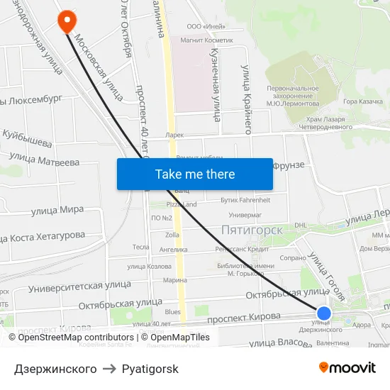 Дзержинского to Pyatigorsk map