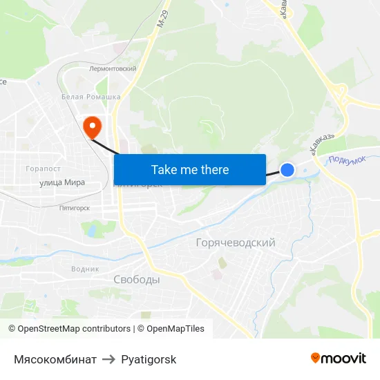 Мясокомбинат to Pyatigorsk map