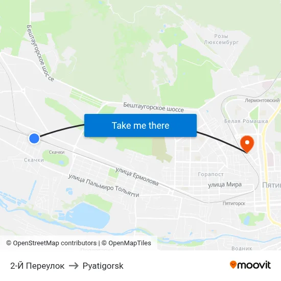 2nd Lane to Pyatigorsk map