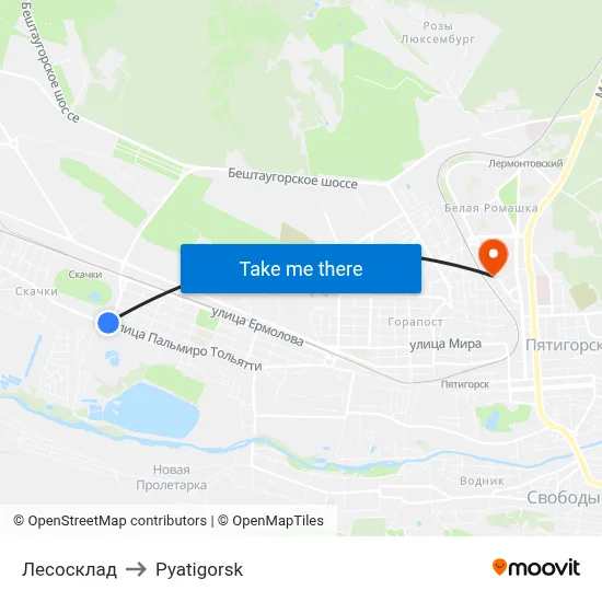 Timber Warehouse to Pyatigorsk map