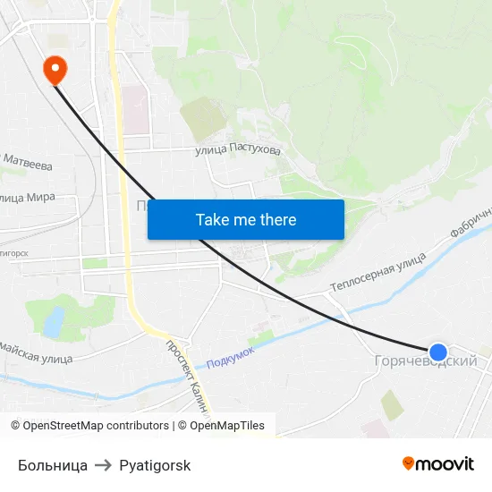 Hospital to Pyatigorsk map
