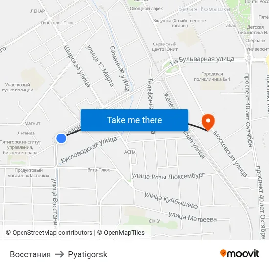 Vosstaniya to Pyatigorsk map