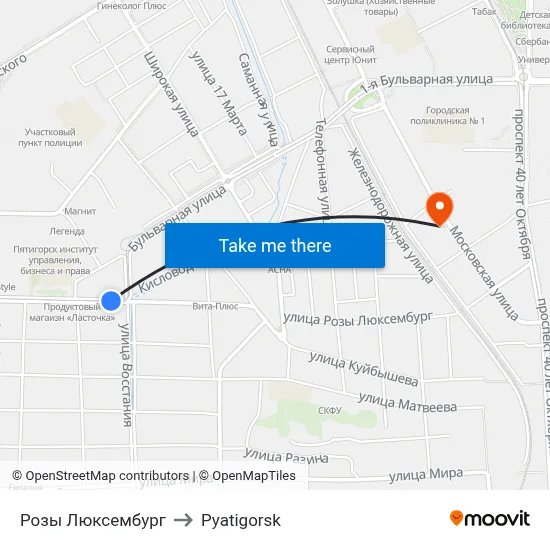 Розы Люксембург to Pyatigorsk map