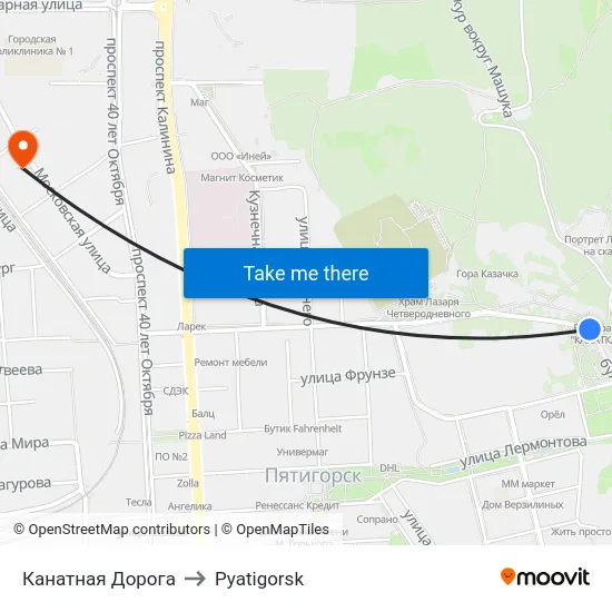Канатная Дорога to Pyatigorsk map