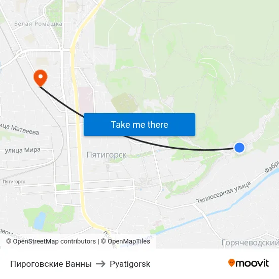 Pirogov Baths to Pyatigorsk map