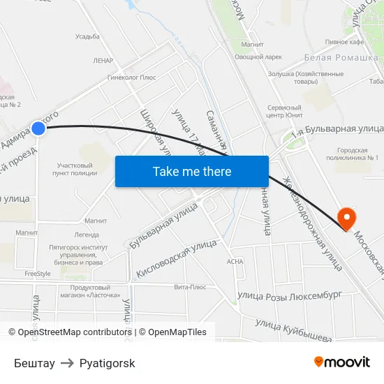 Бештау to Pyatigorsk map