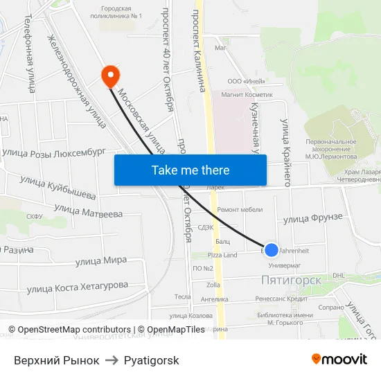 Upper Market to Pyatigorsk map